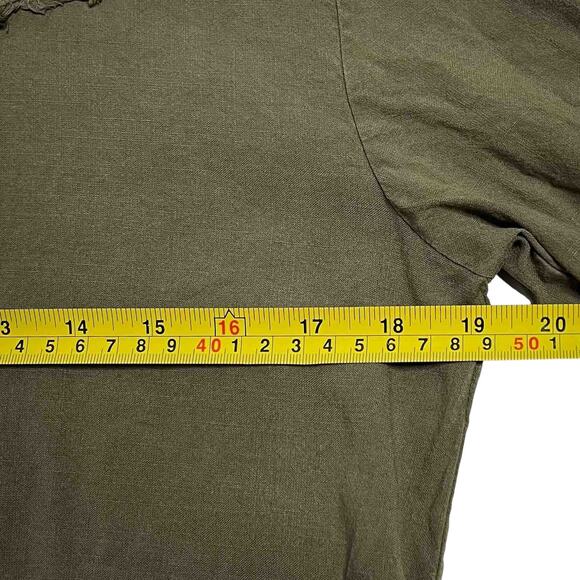 Women's Cloth & Stone Western Fray Shirt Dress Burnt Olive Tencel Lyocell Size S - Picture 7 of 7